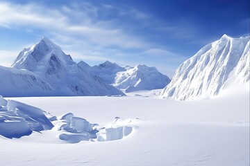 Winter in Antarctica: Stunning Scenery of Mt Vinson, Sentinel Range and Ellsworth Mountains Wearing its White Blanket of Snow