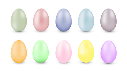 Set of decorated Easter eggs on plain background, Happy Easter concept, flat vector illustration design