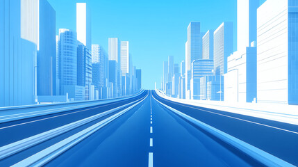 Fototapeta premium Real wide highway buildings urban city.