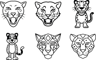 set of animal heads