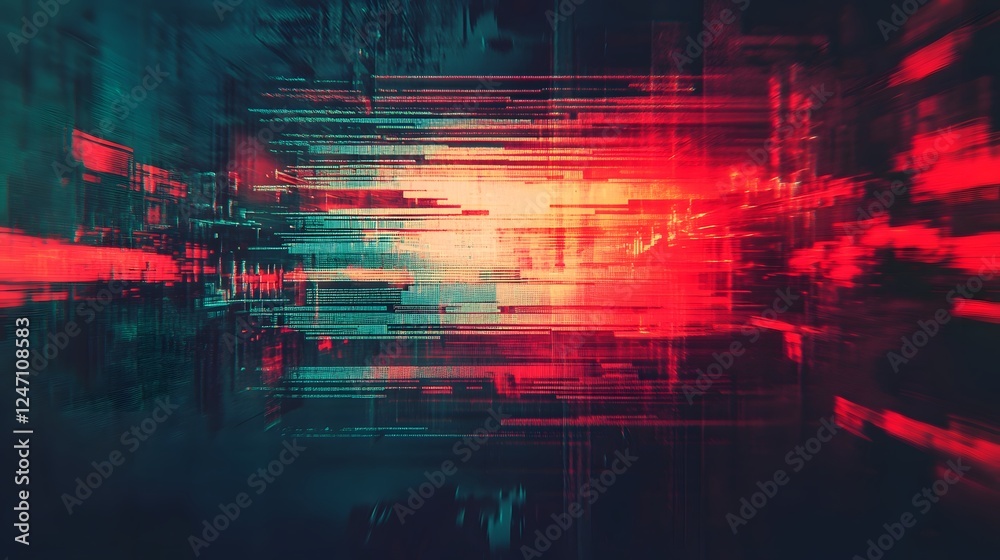 Aufkleber A mesmerizing abstract digital artwork featuring a swirling vortex of vivid neon colors pulsating energy and glitchy futuristic elements