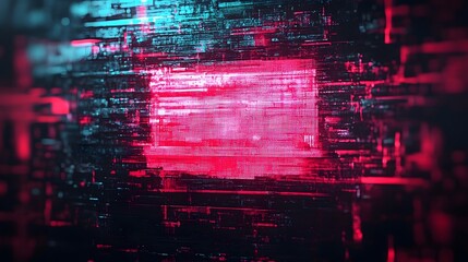 Fototapeta premium Abstract futuristic neon glitch effect digital matrix background with pulsating energy disruption and visual interference