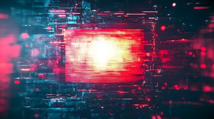 Breathtaking abstract digital artwork featuring a mesmerizing display of glitch like effects neon colored patterns and intricate fractal inspired textures