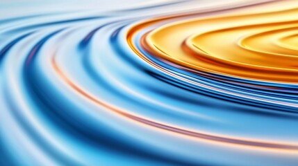 This abstract image showcases smooth flowing lines in vibrant blue and gold tones creating a serene visual experience.