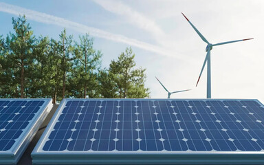 solar panels and wind turbines