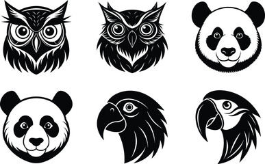 set of black silhouettes of animals