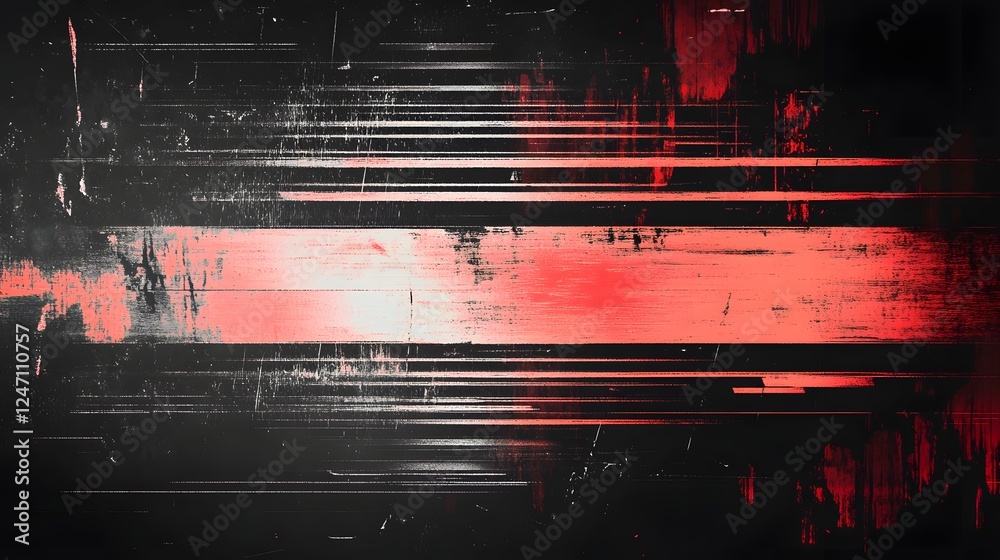 Poster Captivating abstract digital art piece showcasing a dynamic and chaotic glitch effect with striking contrast and bold experimental visual elements that evoke a futuristic