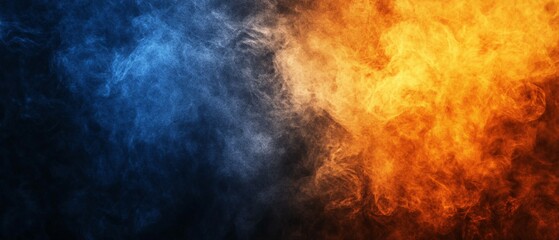 Abstract Blue And Orange Smoke Swirling Together