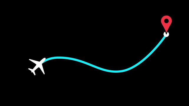 travel flying route destination, Travel on airplane map simple animation background.