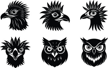 set of funny cartoon birds