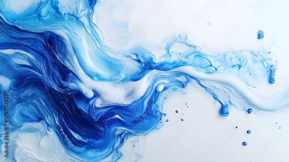 Leinwandbilder Captivating Blue Liquid Swirls and Splashes Abstract Background with Fluid Motion Dynamic Waves and Mesmerizing Patterns