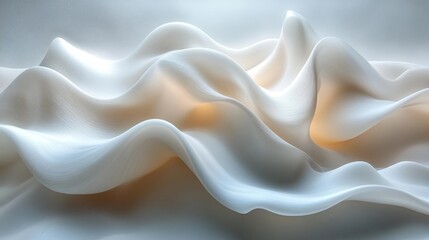 Soft Waves of a Textured White Silk Fabric Background. Generative AI