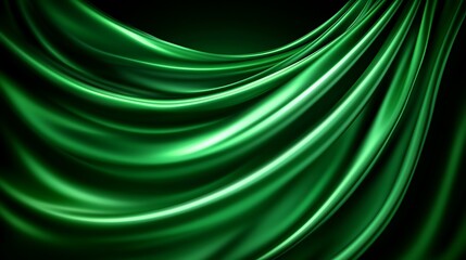 Emerald silk drapes, dark background, elegant