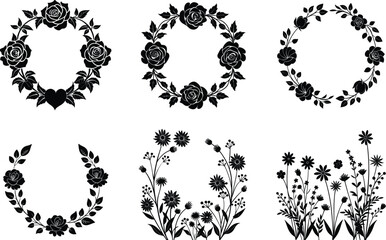 black and white floral elements