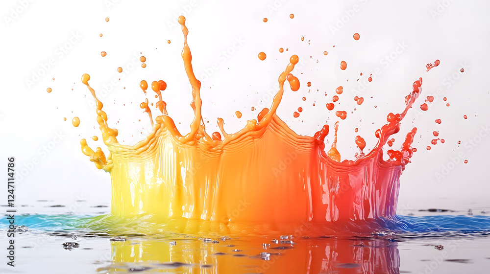 Poster captivating dynamic paint splash with vibrant bold colors in an expression this digital artwork crea