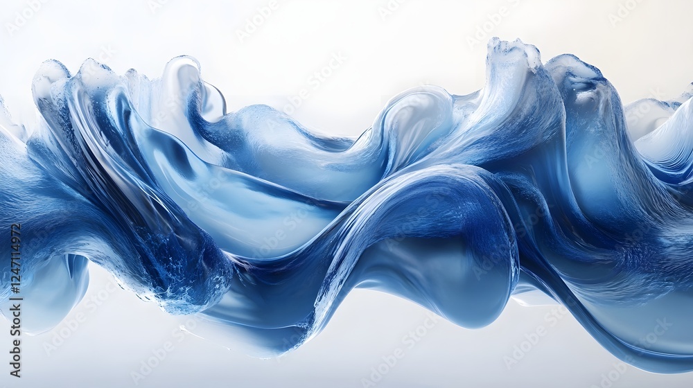 Poster Captivating Fluid Formations in Ethereal Azure Embrace An abstract digital art masterpiece showcasing the mesmerizing interplay of color movement