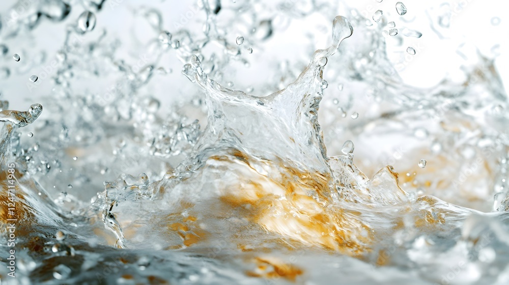 Poster Captivating image of a clear water splash with dynamic liquid droplets ripples and flowing motion showcasing the beauty and power of nature s aquatic elements in an composition