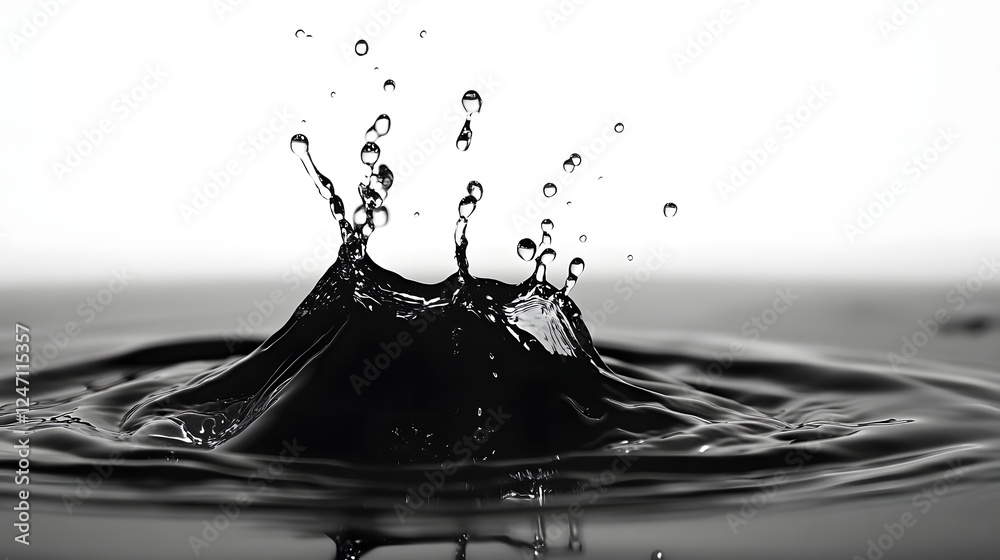 Aufkleber Captivating Monochrome Water Splash and Ripple Dynamics   Abstract Fluid Motion and Elegant Minimalist Texture Pattern Background