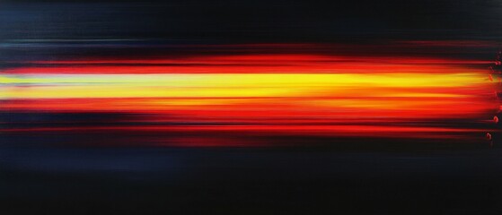 Abstract fiery sunset horizontal brushstrokes artwork