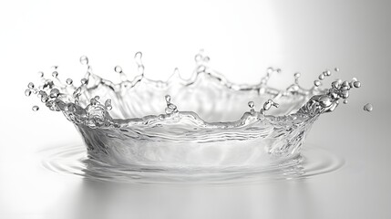 Captivating water splash and droplets frozen in time showcasing the elegant and delicate nature of fluid motion in a minimalist conceptual gray scale photography setting