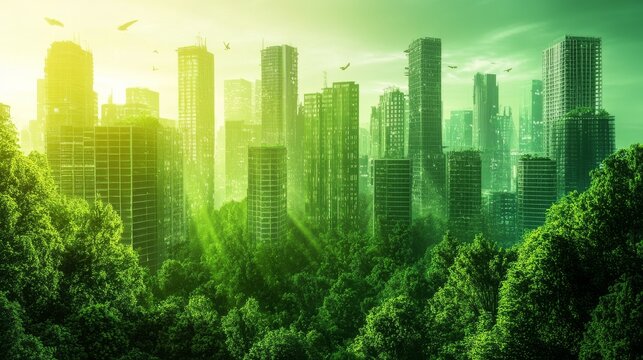 Green cities use technology to protect the environment and promote sustainable living, aligning with the goals of sustainable development.
