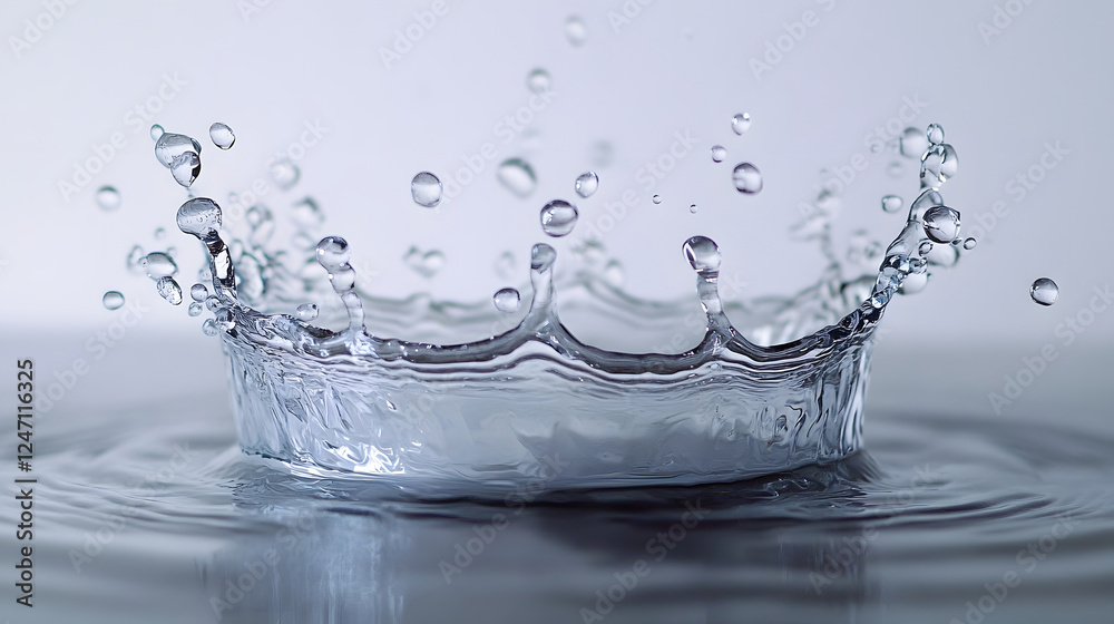 Aufkleber Closeup view of splashing water drops creating beautiful abstract liquid texture background  Dynamic motion and transparency of fresh clean clear natural aqua H2O environment