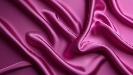 Obraz premium Luxurious fuchsia silk fabric background - smooth, elegant folds and evenly lit