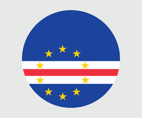 Round Cape Verde flag icon. The flag of Cape Verde.  circle vector flag isolated on white background.