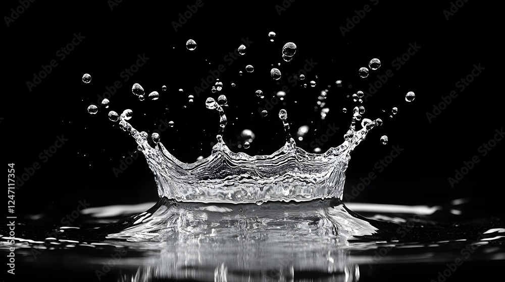 Aufkleber dramatic crown shaped splash of clear transparent water captured mid motion and frozen in time again