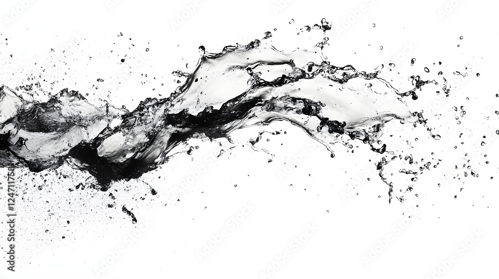 Poster dramatic monochrome ink splash and flow abstract texture dynamic fluid motion and energy captured in