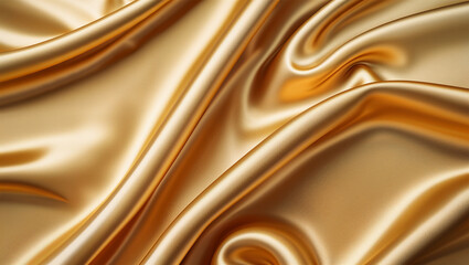 Golden silk satin background - smooth, elegant folds and evenly lit