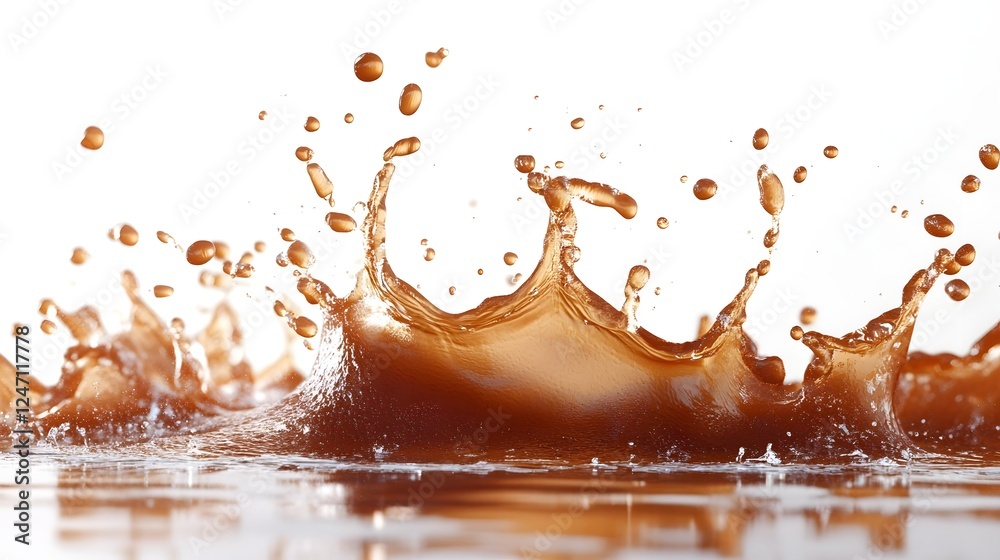 Poster Dramatic splash of vibrant orange liquid in motion creating a dynamic and energetic visual effect with a sense of power and force