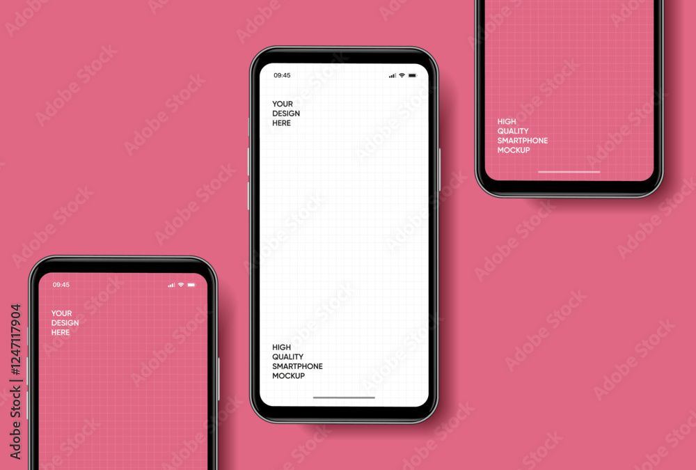 Poster realistic smartphone mockup. mobile phone vector with isolated on white background. device front vie