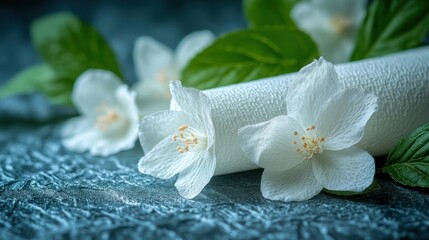 Spa Jasmine Flowers Rolled Towel Wellness