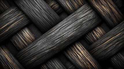 Dark wood woven texture background