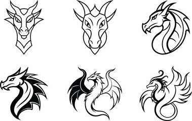 Dragon and Sea Serpent Tattoo vector illustration