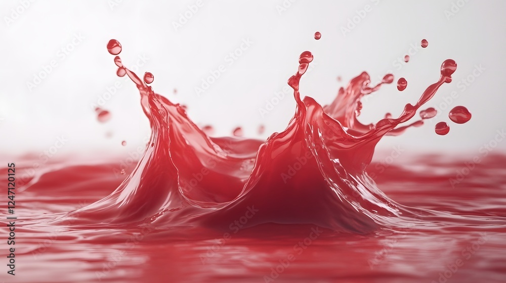 Fototapete Dynamic red splash of liquid with energetic motion and fluid texture  Vibrant abstract water pattern with rippling effect wet impact and powerful force