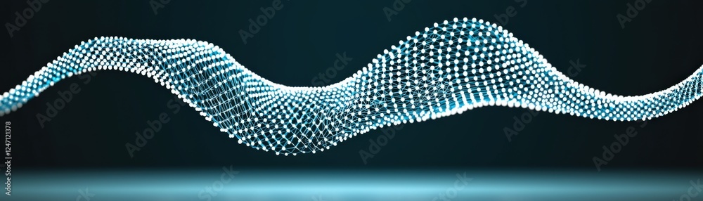 Fototapete Dynamic digital wave virtual environment 3d animation abstract space close-up view fluid motion for technology innovation
