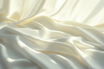Soft white silk fabric gently draped on a surface with natural light illuminating textures