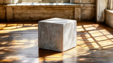 Sunlit Cube on Wooden Floor, Historic Room