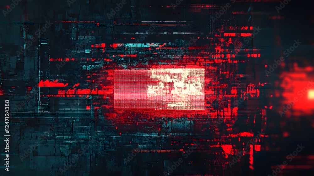 Poster Glitched Digital Abstract Futuristic Neon Lights Background with Distorted Geometric Shapes Patterns and Fractal Textures  Dynamic Computer Art Sci Fi Visual Effects and Hacked Code Inspired Design