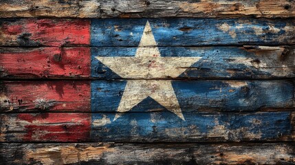 Rustic Texas Flag Painted on Aged Wood. Generative AI