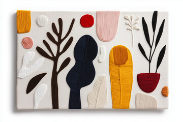 Abstract Textile Wall Art with Colorful Shapes