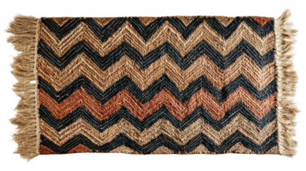 Decorative zigzag pattern rug home interior textile cozy atmosphere isolated on transparent background