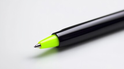 Fototapeta premium A single highlighter pen isolated on a white surface, perfect for office product marketing.