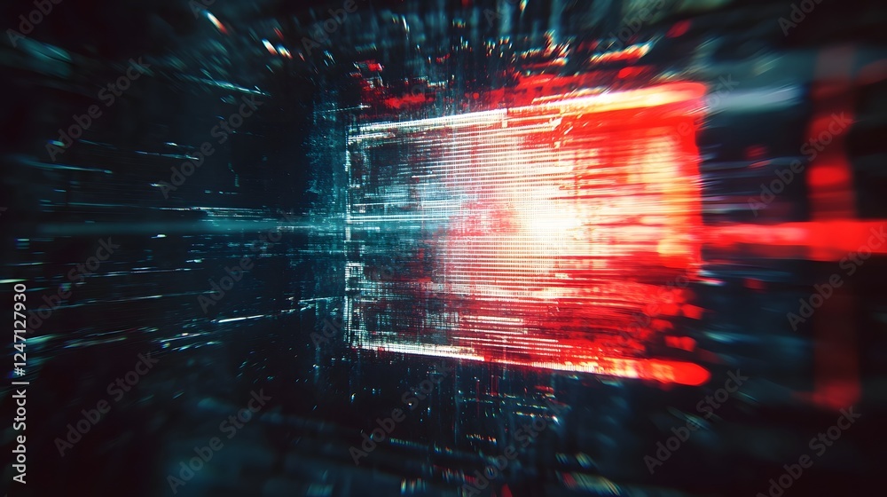 Fototapete Mesmerizing digital glitch art with neon lights fluid abstract patterns and dynamic data streams  Experimental and innovative visualizations that captivate the senses with their vibrant colors