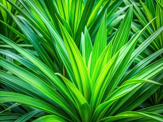 Pandanus Leaves Background - Green Lush Tropical Plants with Copy Space