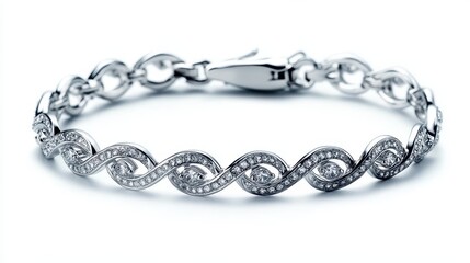 Isolated image of a silver bracelet on a white background, perfect for promoting elegant jewelry.