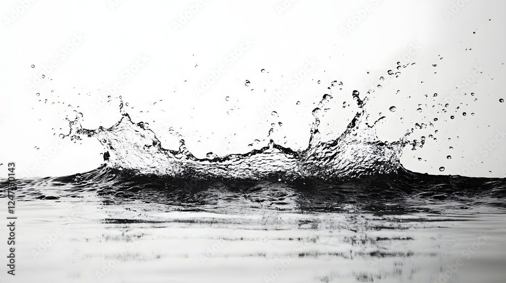 Aufkleber powerful water splash in dynamic motion captured in a minimalist black and white design the image sh