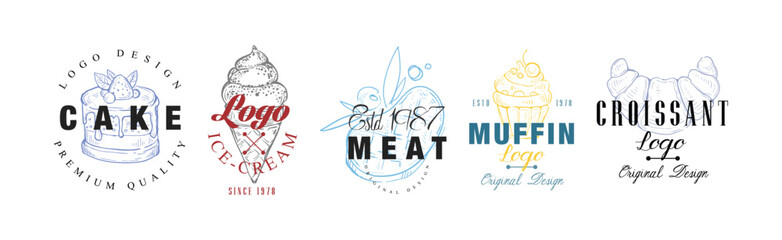 Food Logo and Label Original Design Template Vector Set